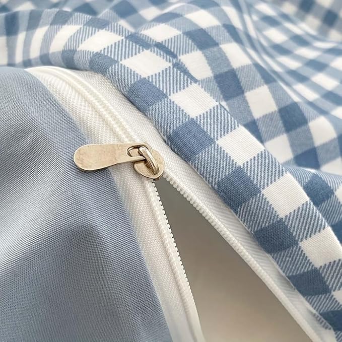 Nayoroom Blue Gingham Duvet Cover King Size Reversible Plaid Checkered Comforter Cover Grid Farmhouse Dorm Bedding Set 3 Pcs Soft Breathable Washed Microfiber Gifts for Women Men