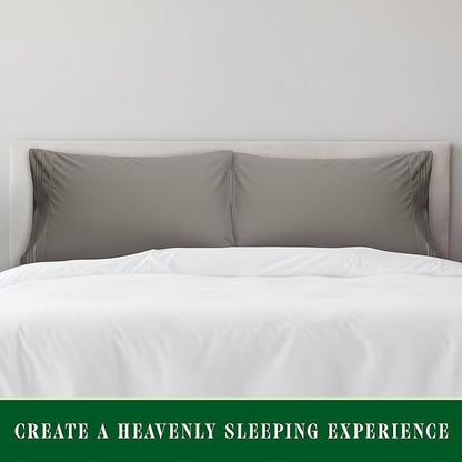 Elegant Comfort Luxury Ultra-Soft 2-Piece Pillowcase Set - 1500 Premium Hotel Quality Microfiber Double Brushed - Wrinkle Resistant, King, Grey
