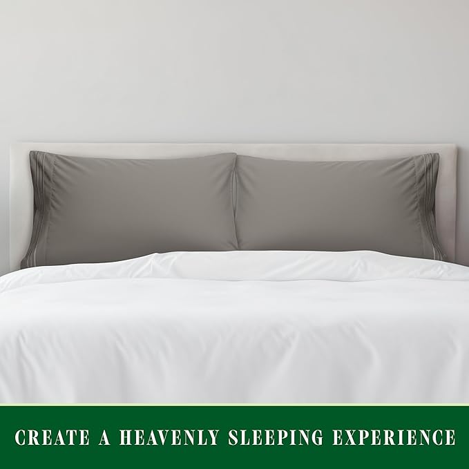 Elegant Comfort Luxury Ultra-Soft 2-Piece Pillowcase Set - 1500 Premium Hotel Quality Microfiber Double Brushed - Wrinkle Resistant, Standard/Queen, Grey