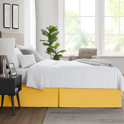 Nestl Yellow Bed Skirt Cal King Size - Cal King Bed Skirt 14 Inch Drop - Brushed Microfiber Bed Skirts - Hotel Quality Pleated Bed Skirt - Shrinkage & Fade Resistant