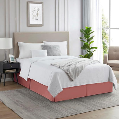 Nestl Pink Clay Full Bed Skirt - Full Size Bed Skirt 14 Inch Drop - Brushed Microfiber Bed Skirts - Hotel Quality Pleated Bed Skirt - Shrinkage & Fade Resistant