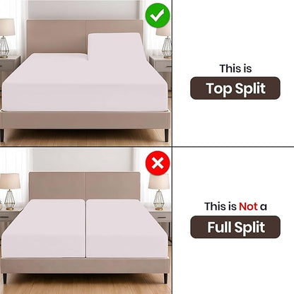 SGI bedding Adjustable Split Head Flex Top Queen 36" Microfiber Sheet Set Ultra Soft, Cooling & Deep Pocket 15 Fitted, 4-Piece Breathable & Durable Bedding Set for Split Queen Beds -Light Gray