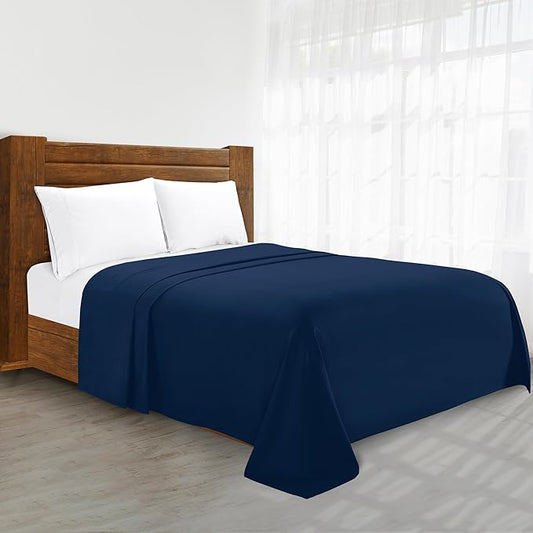 Luxury Flat Sheet on Amazon Elegant Comfort Wrinkle-Free 1500 Premier Hotel Quality 1-Piece Flat Sheet, King Size, Navy Blue