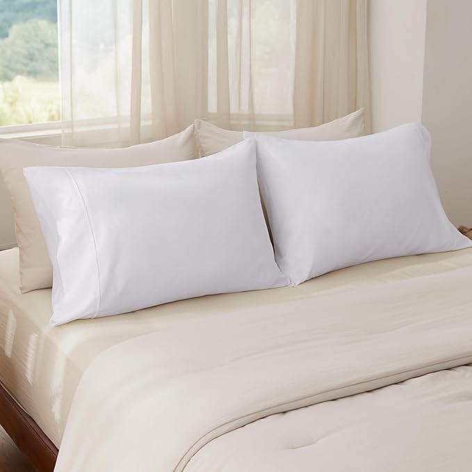 Bedsure King Size Pillow Cases Set of 2 - White Brushed Microfiber Pillowcases 2 Pack, Super Soft Pillow Case Cover with Envelope Closure for Kids, Wrinkle, Fade Resistant, 20x36 Inches