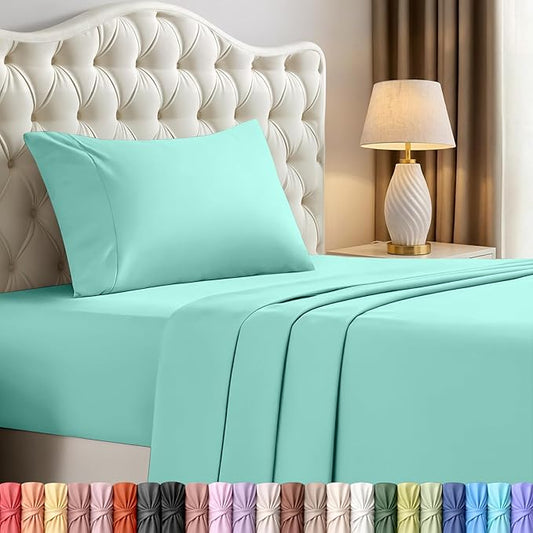 Utopia Bedding Twin XL Sheet Set – 3 Piece Bed Sheets for Twin XL Size Bed, Soft and Breathable Microfiber, Includes 1 Fitted Sheet, 1 Flat Sheet and 1 Pillowcase (Spa Blue)