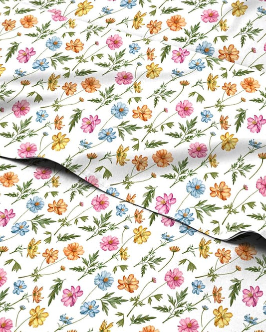 Floral Sheets - Flower Print Bed Sheet Set - 1 Flat, 1 Fitted & 1 Pillowcase w/ Deep Pockets - Comfy, Cozy, Wrinkle & Fade Free - Boho Botanical Bedding - Soft, Breathable & Cooling - Twin Size Set
