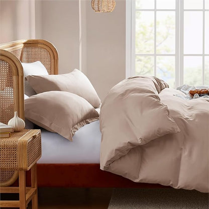 Nestl Khaki Duvet Cover King Size - Soft Double Brushed King Duvet Cover Set, 3 Piece, with Button Closure, 1 Duvet Cover 104x90 inches and 2 Pillow Shams