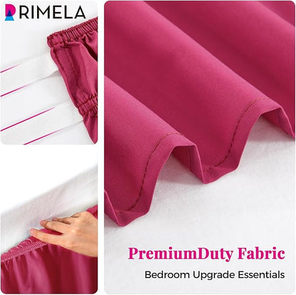 RIMELA Rose Purple Bed Skirt Queen Size 15 Inch Drop Elastic Wrap Around Dust Ruffle Bedding Bedskirt, Bed Skirt for Adjustable Bed Base, Soft Durable Fabric Machine Washable Easy to Install