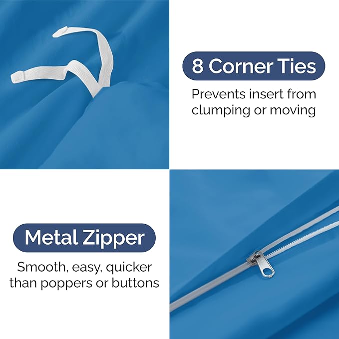 Duvet Cover Twin/Twin XL Size Set - Extra Soft Twin/Twin XL Duvet Cover 68" x 90" with 1 Pillow Sham - Hotel Luxury, Easy Care, Fade Free w/ Zipper Closures & Ties - Comfy & Breathable (Denim Blue)