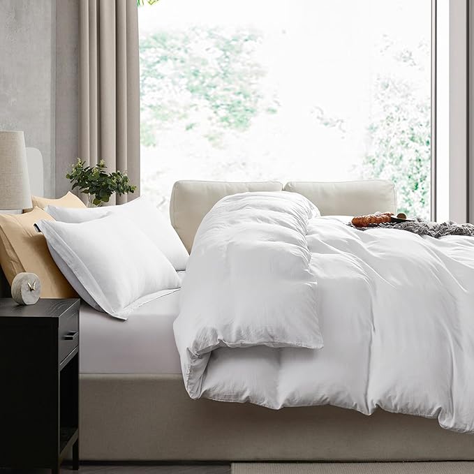 Nestl Twin Duvet Cover Set - Soft Prewashed White Duvet Cover Twin/Twin XL, 2 Piece, with Zipper Closure, 1 Duvet Cover 68x90 inches and 1 Pillow Sham - No Comforter