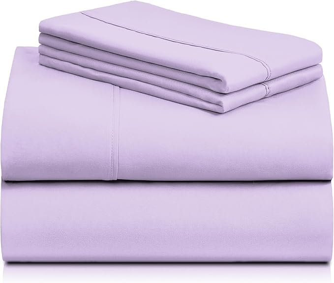 LuxClub 4 PC Queen Sheet Set, Breathable Luxury Bed Sheets, Deep Pockets 18" Wrinkle Free Cooling Sheets Machine Washable Hotel Bedding Silky Soft - Lavender Queen