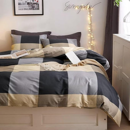 HighBuy Twin XL Comforter Set Modern Buffalo Plaid Comforter Set Men Boy Geometric Checkered Grid Pattern Bedding Comforter Set Soft Fluffy Down Alternative Bedding Set Comforter Sets Twin XL Size