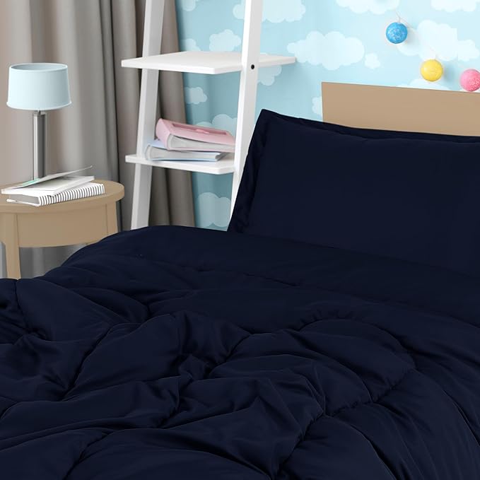 Utopia Bedding Navy Kids Comforter Set with 2 Pillow Shams, 3 Piece Soft Microfiber Twin Bed Comforter with Pillow Shams, Printed Kids Bedding for Boys and Girls, Lightweight, Breathable, Easy Care