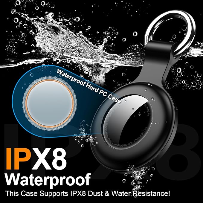 1|2|4Pack for Apple AirTag Holder with Keychain for Air Tag 2nd/1st Gen | Waterproof Air Tag Cover GPS Tracker Anti-Scratch Silicone Air-Tag Case for Pets,Kids,Bags,Luggages-Black
