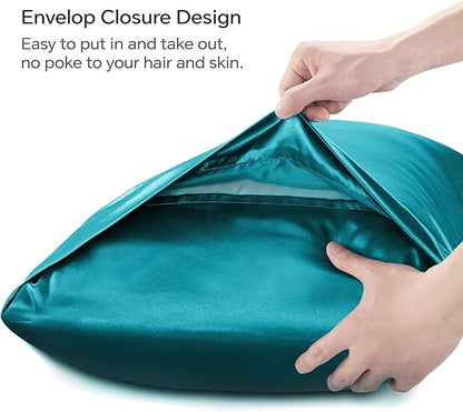 BEDELITE Satin Body Pillow Cover, Super Soft and Cooling Body Pillow Pillowcase for Hair and Skin, Breathable Silky Full Long Pillowcase Cover(20"x54", Teal)