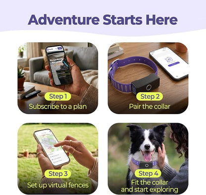 MeeXH GPS Wireless Dog Fence Collar, Smart Dog Tracking Collar with App-Controlled Custom Virtual Boundaries, Real-Time GPS Tracker for Dogs, Escape Alerts with Sound & Vibration Guidance, Waterproof
