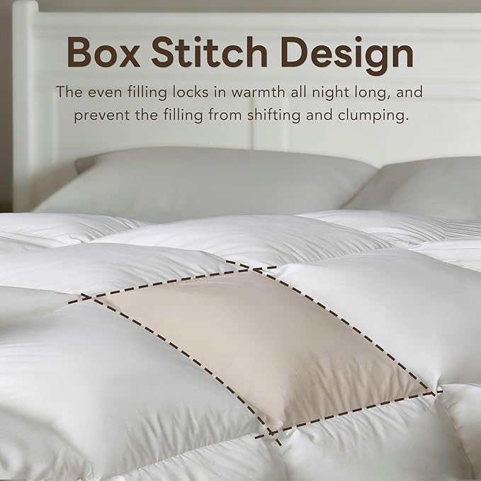 Goose Feather Down Fiber Comforters King Size, Extra Fluffy White Duvet Insert, Ultra-Soft, Breathable, Noiseless, All Season Hotel Luxury Collection Bedding Comforters 106"x90"