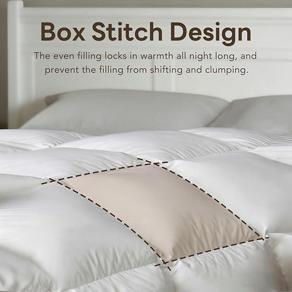 Goose Feather Down Fiber Comforters Twin Size, Extra Fluffy White Duvet Insert, Ultra-Soft, Breathable, Noiseless, All Season Hotel Luxury Collection Bedding Comforters 68"x90"