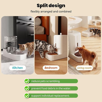 Automatic Cat Feeder & Water Dispenser Set (Bowl not Included) | Gravity Dog Waterer and Food Feeder for Small Medium Dog Cat Puppy Kitten Water & Food Bowl Large Capacity