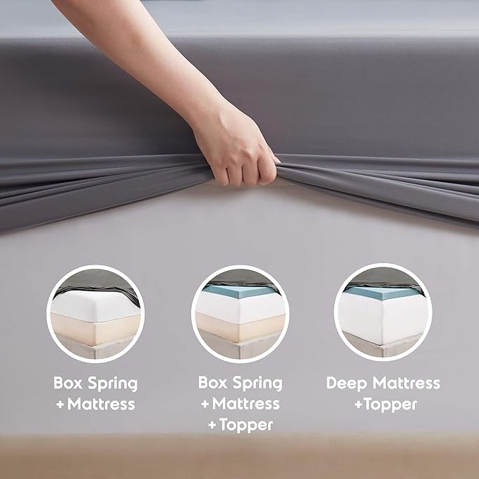 Nestl California King Sheet Set - 1800 Ultra-Soft Microfiber Cal King Bed Sheets - Double Brushed - Deep Pockets - Easy Fit - 4 Piece Set - Bed Sheets (California King, Dark Grey)