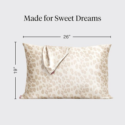 Kitsch Satin Pillowcase with Zipper for Hair & Skin - Softer Than Silk Pillow Cases, Smooth Cooling Satin Pillow Case, Wrinkle-Free, Machine Washable - Pillow Cases Standard Size 19x26 - Leopard