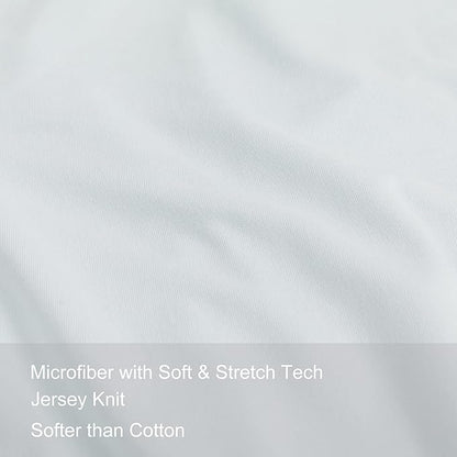 2-Pack Stretch Pillow Cases - Jersey Knit & Envelope Closure Pillowcases with Ultra Soft T-Shirt Like Polyester Blend - Suitable for Queen or Standard Size Set of 2, Light Blue
