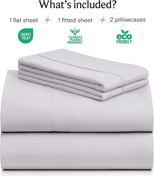 LuxClub 4 PC Sheet Set Bed Sheets Deep Pockets 18" Eco Friendly Wrinkle Free Cooling Machine Washable Hotel Bedding Silky Soft - Dove Gray King