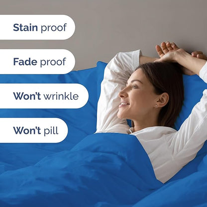 Duvet Cover Twin/Twin XL Size Set - Extra Soft Twin/Twin XL Duvet Cover 68" x 90" with 1 Pillow Sham - Hotel Luxury, Easy Care, Fade Free w/ Zipper Closures & Ties - Comfy & Breathable (Royal Blue)