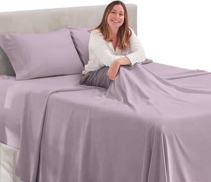 Nestl Twin Size Sheet Set, 4 Piece Extra Deep Pocket (18-24 inches), Microfiber, Hotel Luxury, Soft, Breathable, Wrinkle-Free, Easy to Care, Dusty Purple