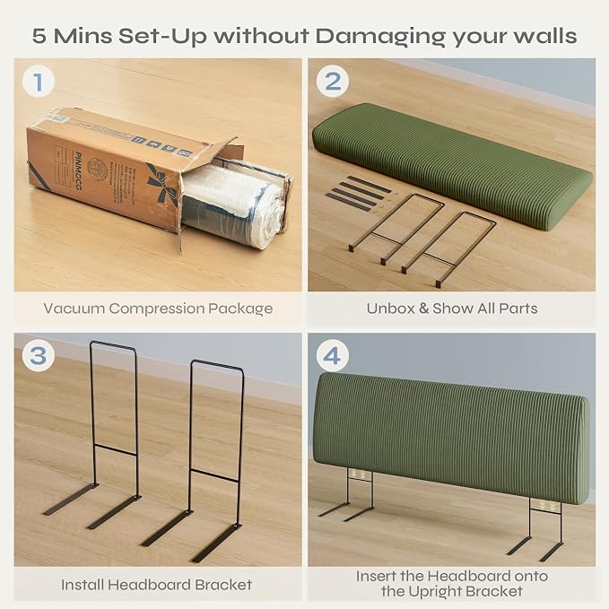 4.7" Upholstered Headboard for King Size Bed, Height Adjustable and Ergonomic Headboard, Easy Assemble, Sturdy and Durable, Olive Green