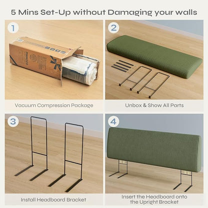 4.7" Upholstered Headboard for King Size Bed, Height Adjustable and Ergonomic Headboard, Easy Assemble, Sturdy and Durable, Olive Green