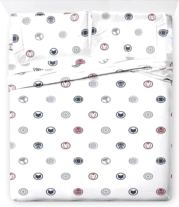 Jay Franco Marvel Avengers Full Size Comforter Set - 7 Piece Bedding Includes Sheet Set & Pillow Covers - Super Soft Cozy Bedding with Captain America, Hulk, Iron Man and Thor