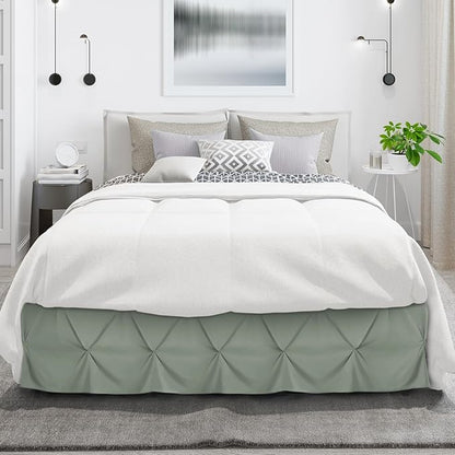 Nestl Sage Green Bed Skirt Full Size, Pinch Pleat Full Bed Skirt, 14" Inch Drop Full Bedskirt, Hotel Quality Sage Green Bed Skirts, Premium Microfiber Bedskirt for Full Bed, Sage Green Full Bed Skirt