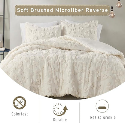 Intelligent Design Twin Comforter Set Chenille Tufted Animal Print Pattern Comforters Twin Size, All Season Fluffy Bedding Soft Microfiber Reverse, Larissa, Twin/Twin XL Off-White 2 Piece