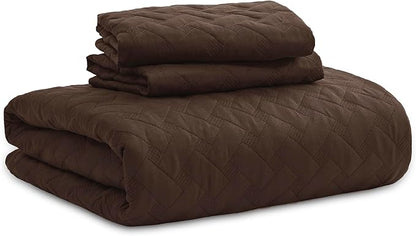 Bedsure Quilts Queen Size - Lightweight Bedspreads Queen Size with Basket Weave Pattern, Soft Quilt Bedding Set, Brown Comforter Set Coverlet for All Seasons with 2 Pillow Shams (90" x 96") | Skin-Friendly Soft, All-Season Comfort, Breathable, Lightwei...