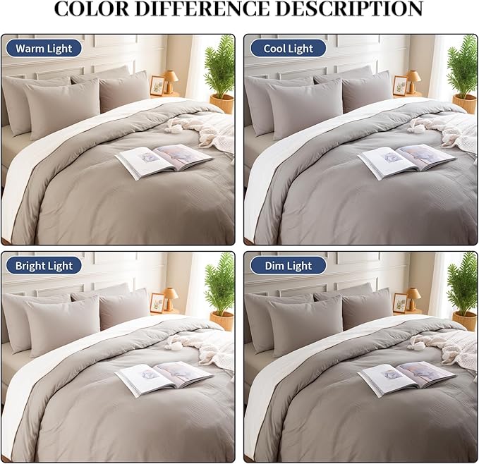 NEXHOME PRO Duvet Cover Set 100% Washed Cotton Oversized King 120"x98" Linen Feel Textured Organic Natural 3 Pieces Bedding Set with Zipper Closure, Breathable (Linen Grey, No Comforter)