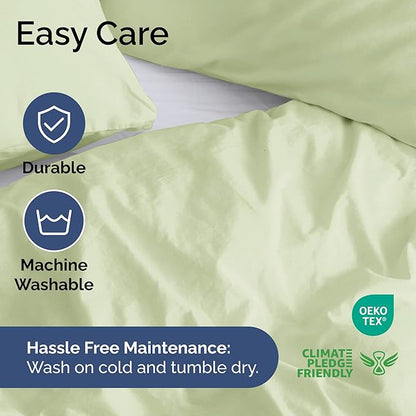 Duvet Cover Cal King Size Set - Extra Soft Cal King Duvet Cover 104" x 98" with 2 Pillow Shams - Hotel Luxury, Easy Care & Fade Free w/ Zipper Closures & Ties - Comfy & Breathable (Light Sage Green)