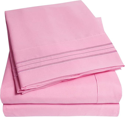 1500 Supreme Collection King Sheet Sets Pink - Luxury Hotel Bed Sheets and Pillowcase Set for King Mattress - Extra Soft, Elastic Corner Straps, Deep Pocket Sheets, King Pink