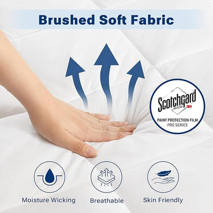 Sleep Philosophy Waterproof Sofa Bed Mattress Protector, Holden Sofa Bed Full Mattress Pad, 3M Scotchgard, Microfiber Mattress Topper Fitted Elastic Pocket Fits Up to 8 Inch, Full 54x72, White