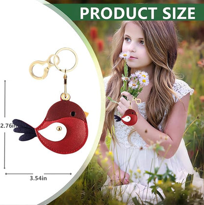 BORKUANA Leather Keychain Holder Case Compatible with AirTag,Cute Protective Cover with Keyring