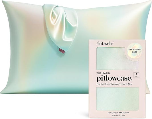 Kitsch Satin Pillowcase with Zipper for Hair & Skin - Softer Than Silk Pillow Cases, Smooth Cooling Satin Pillow Case, Wrinkle-Free, Machine Washable - Pillow Cases Standard Size (19x26) - Aura