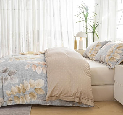 OAITE Duvet Cover Set King Size Floral Pattern 500 Thread Count Ultra Soft 100% Cotton Duvet Cover Sets 3-PC, Breathable Duvet Cover with Zipper Closure & Corner Ties