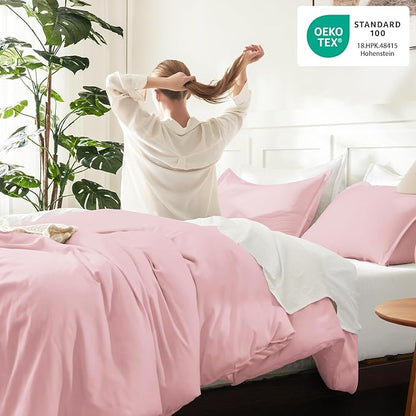 Litanika Twin XL Comforter Set Pink - 2 Pieces Extra Long Bed Set for College Dorm, All Season Bedding Set for Girls and Boys