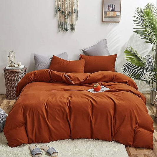 Houseri Burnt Orange Comforter Set Full Teen Boys Girls 3 PCS Rust Bedding Sets Full Size Terracotta Caramel Comforter Lightweight Breathable Soft Comfy Modern Reddish Brown Bed Quilts Blankets Full