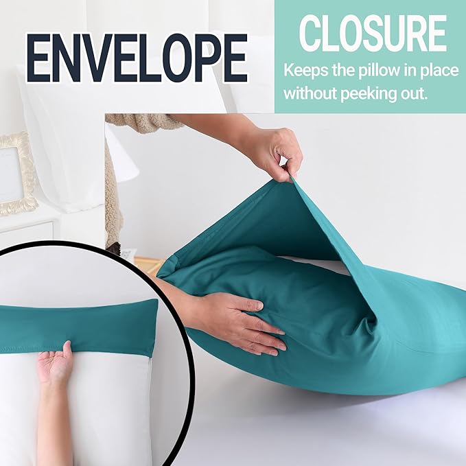 ZPECC Pillow Cases King Size Set of 4, 20x36 Envelope Closure Pillowcases, Soft Plain Brushed Microfiber Covers Hypoallergenic Breathable, Teal