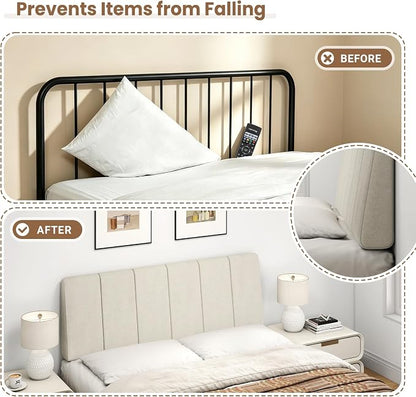 Full Size Headboard Only-No Assembly Required, Beige | Easy to use no assembly required, Linen fabric and extra-thick foam for added comfort, Modern style headboard full size