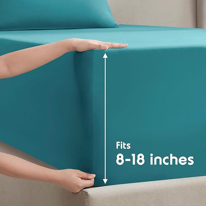 Nestl Split King Sheet Set - 1800 Ultra-Soft Microfiber Bed Sheets - Double Brushed - Deep Pockets - Easy Fit - 5 Piece Set - Bed Sheets & Pillowcases (Split King Size, Teal)