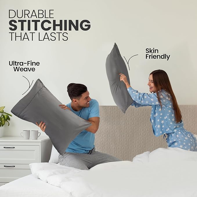 Pillow Covers by Utopia Bedding - Queen Size 2-Pack – Soft Brushed Microfiber – Perfect for Hospitals, Hotels, Guest Rooms – Oeko-TEX Certified, 20x30 Inches (Grey)