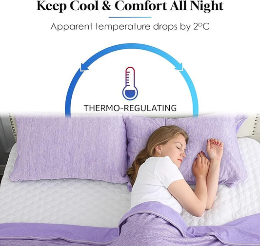 CHOSHOME Cooling Pillow Cases Zipper Pillow Covers Q-Max > 0.45 Zippered Pillowcases for Hot Sleepers, Soft, Breathable, Skin-Friendly, 4 Pack (King, 20"x36", Purple)