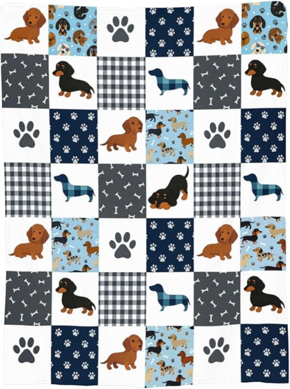 Dachshund Blanket Super Soft Warm Fluffy Fleece Flannel Dog Throw Blanket Cozy Fuzzy Plush Stuff Bedding Blankets Gifts for Women Kids Boys Girls Adults 80"X60"